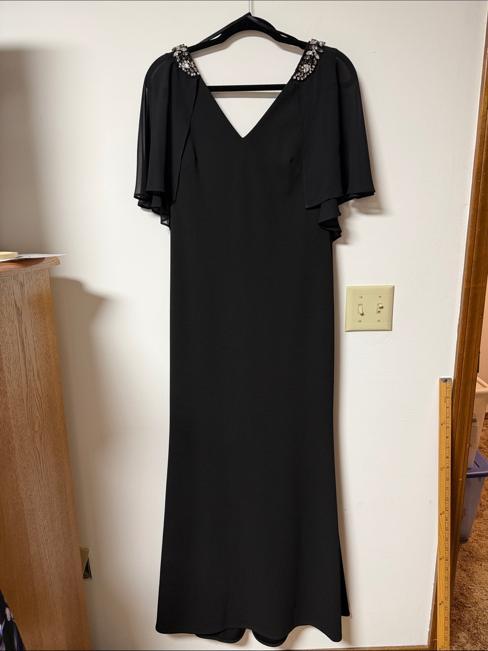 Jessica Howard Black Maxi Dress with Embellished Shoulders